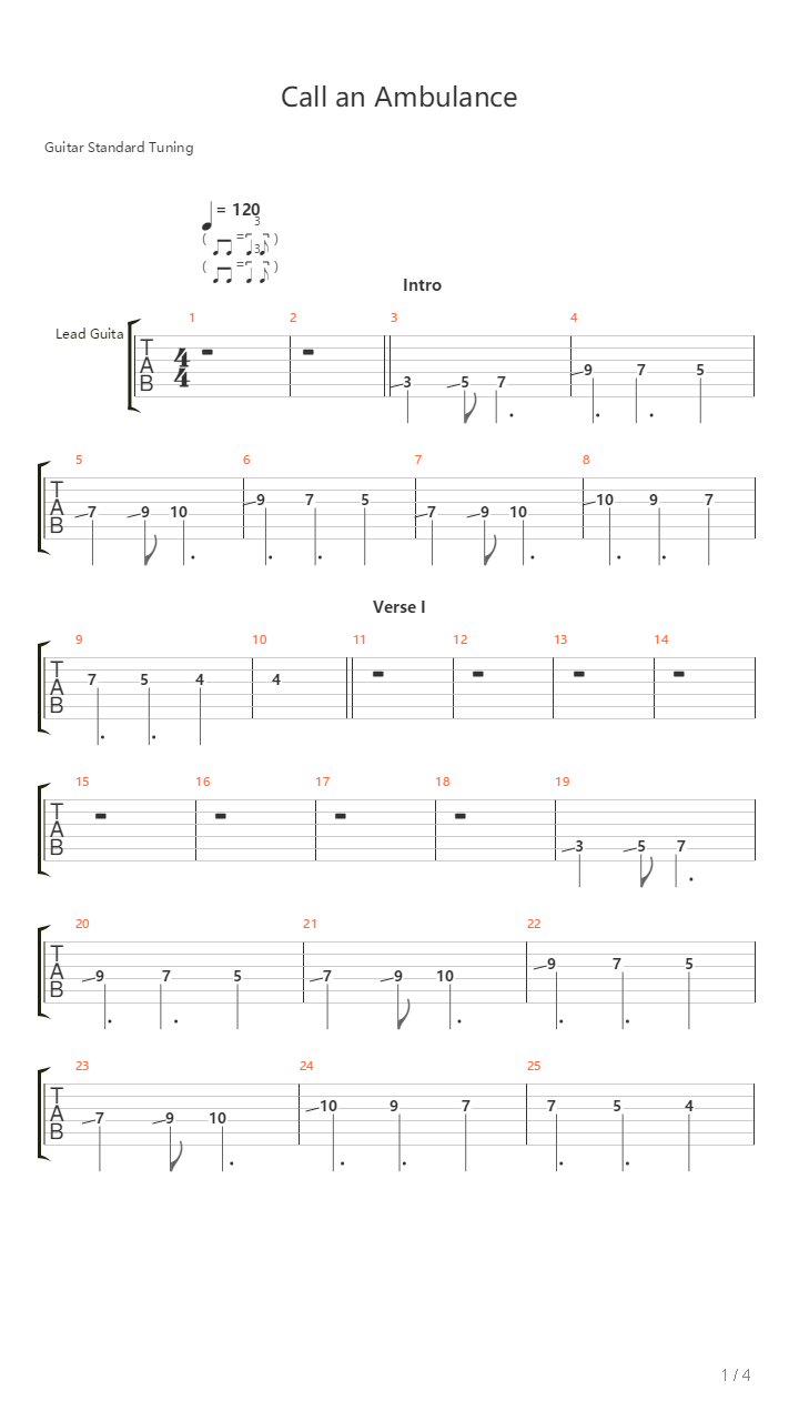Call An Ambulance吉他谱