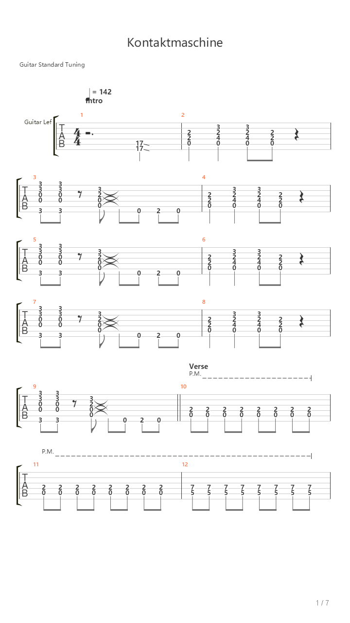 Kontaktmaschine吉他谱
