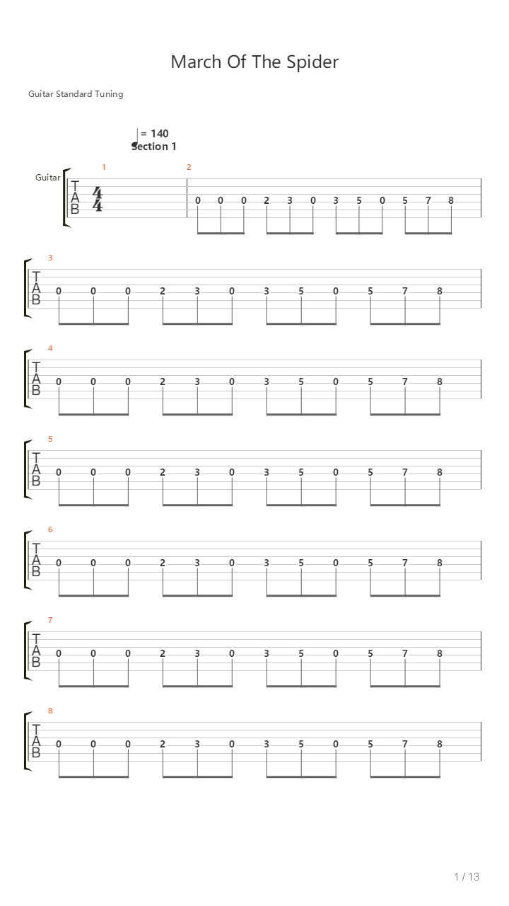 March Of The Spider吉他谱