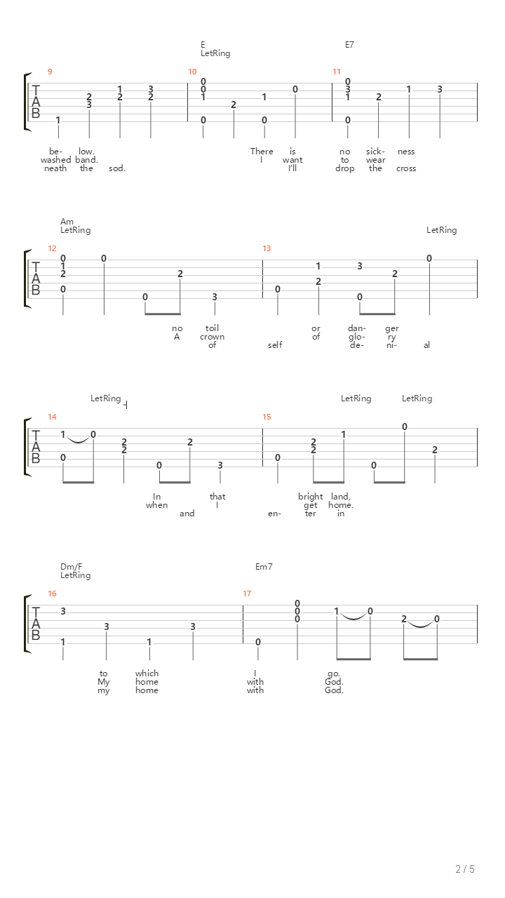 The Wayfaring Stranger吉他谱