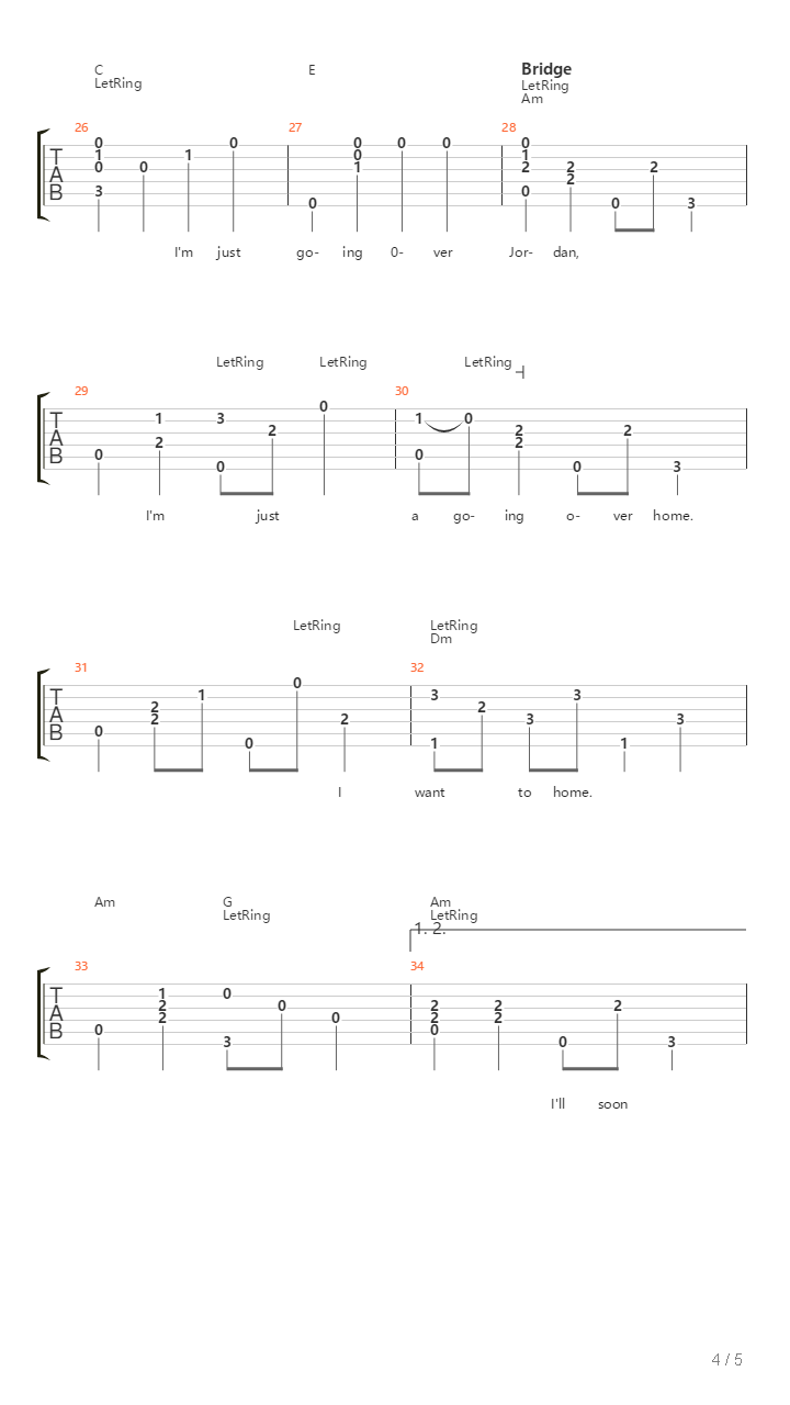 The Wayfaring Stranger吉他谱