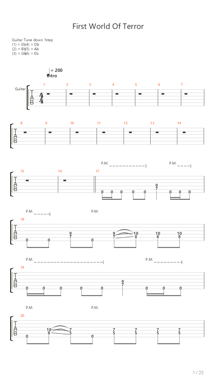 First World Of Terror吉他谱