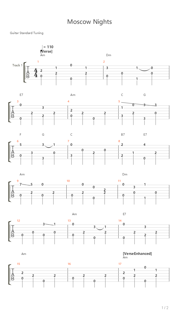 Moscow Nights吉他谱