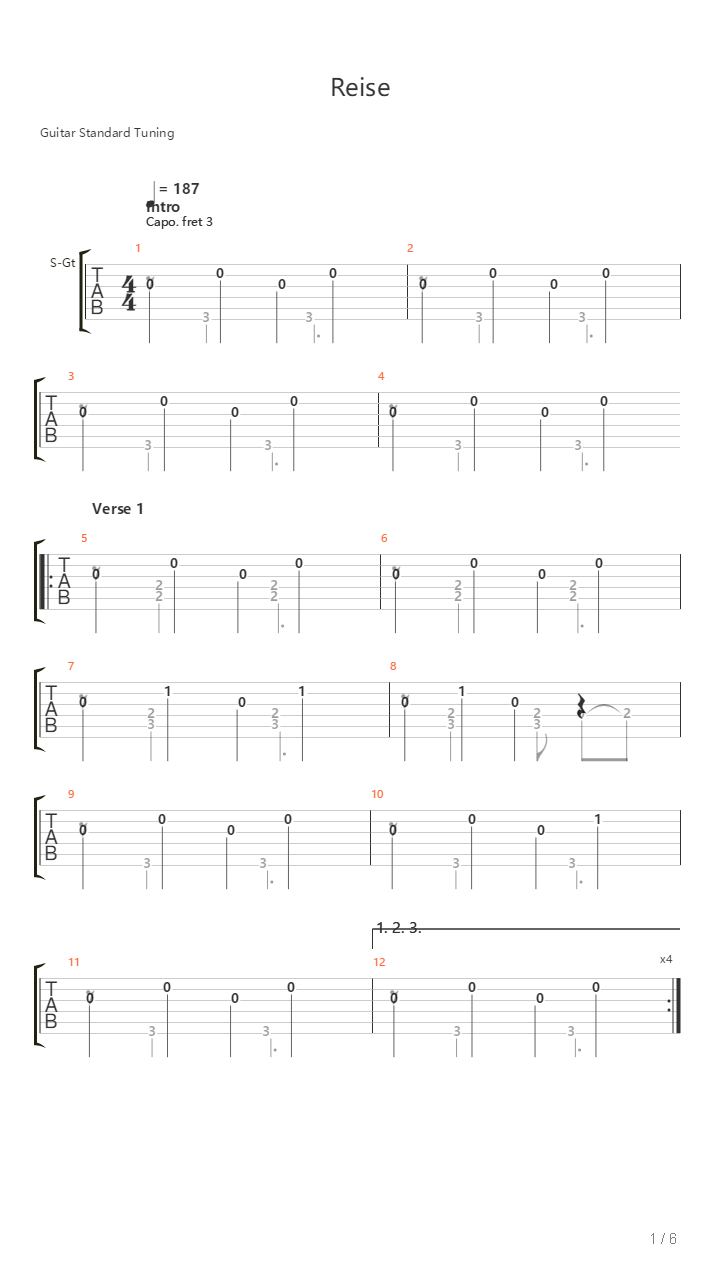 Reise吉他谱