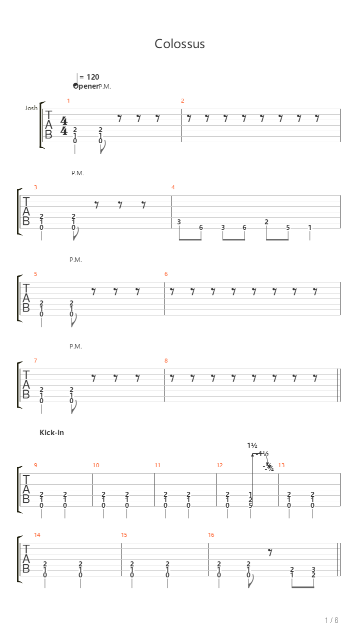 Colossus Song吉他谱