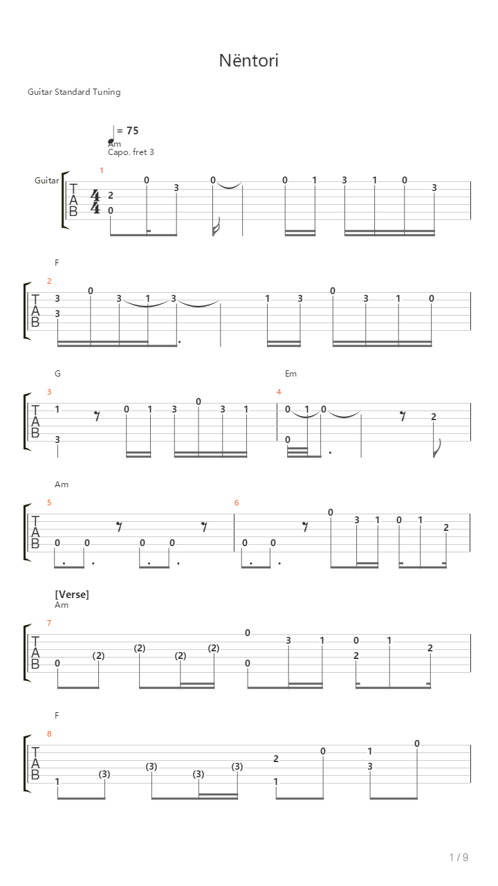 Nentori吉他谱