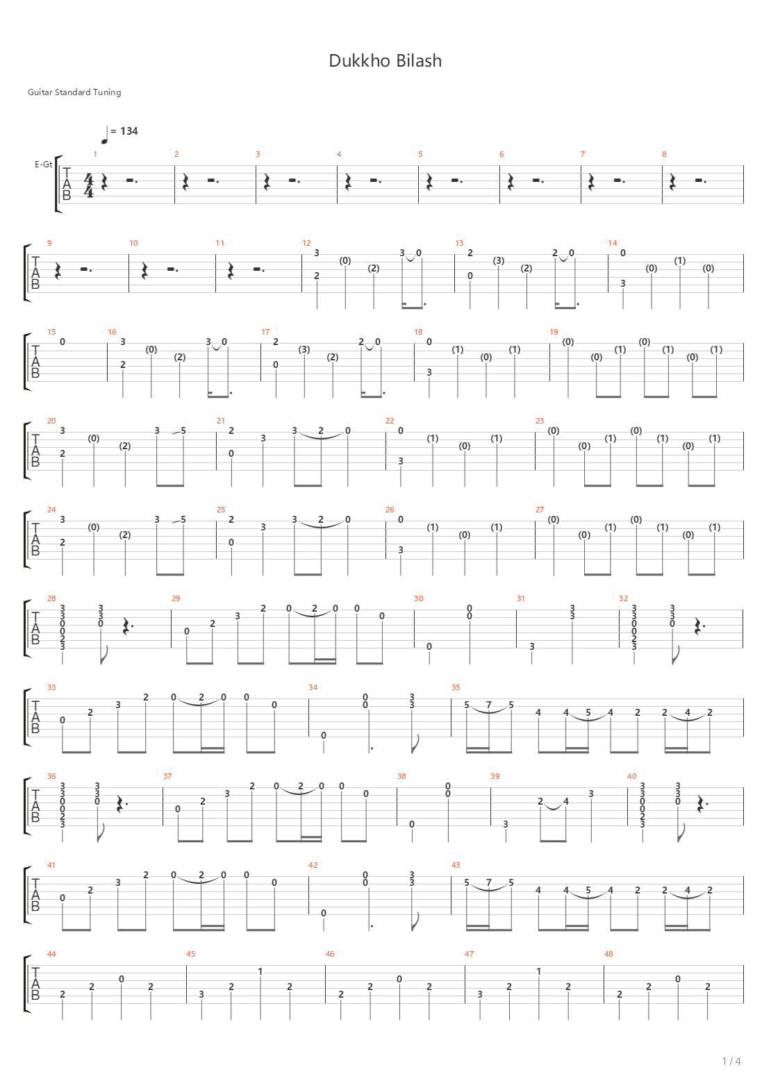 Dukkho Bilash吉他谱