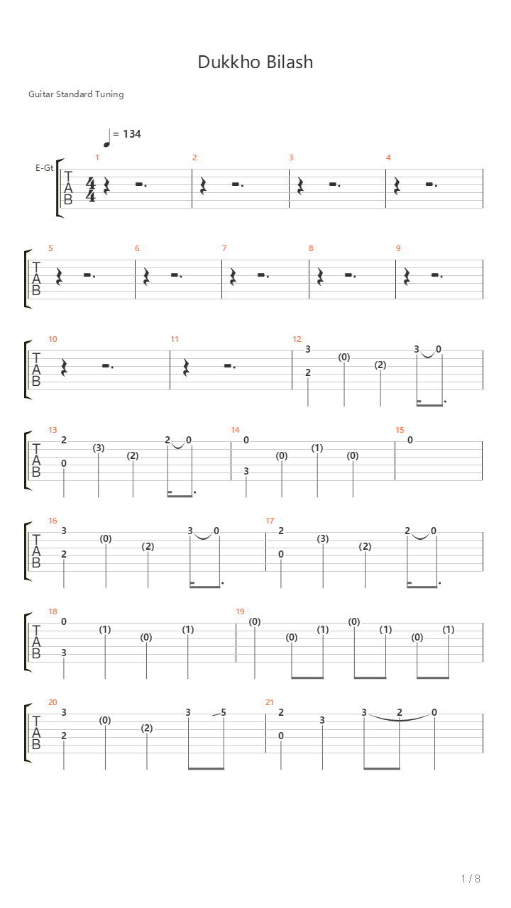 Dukkho Bilash吉他谱