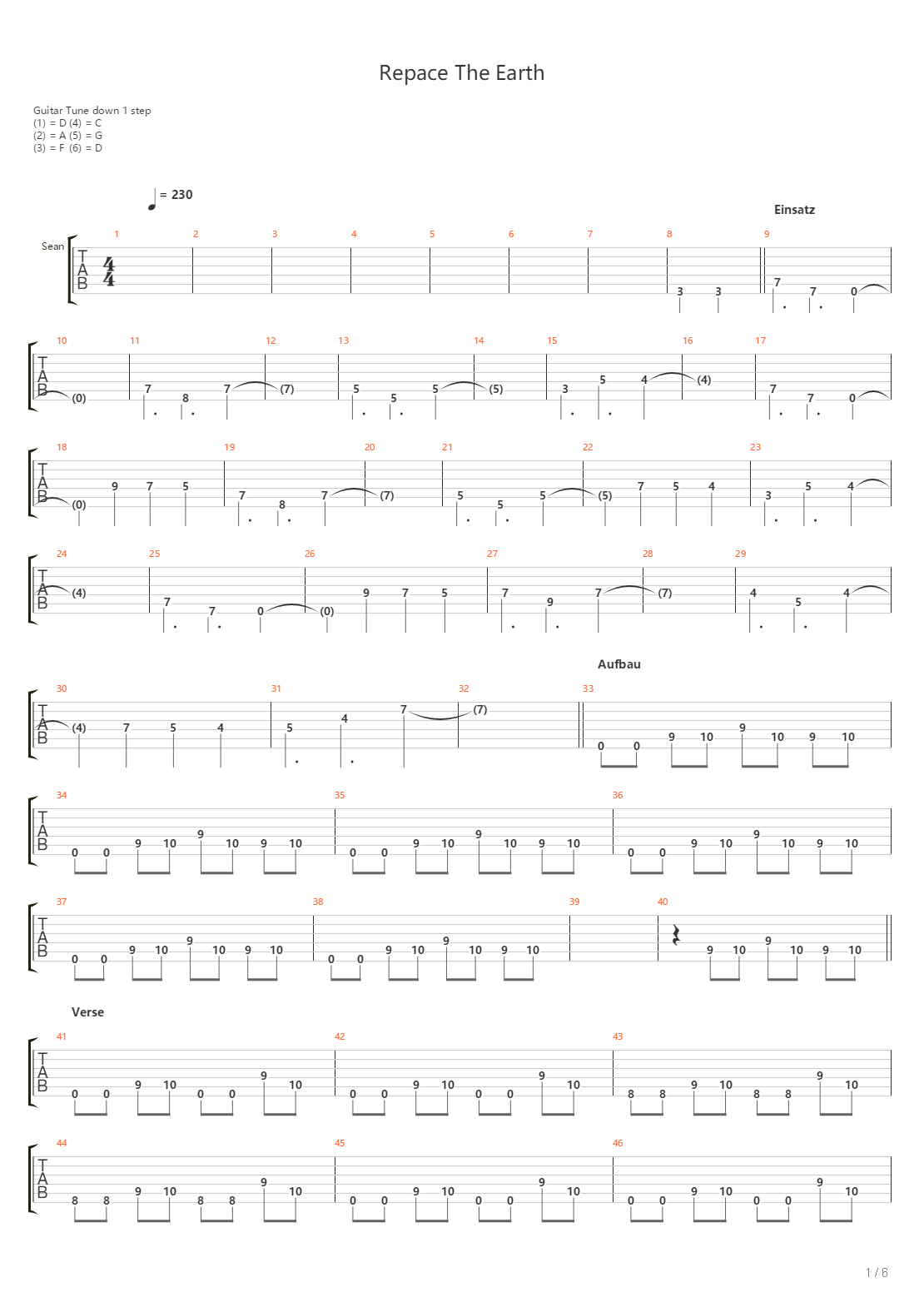 Repace The Earth吉他谱