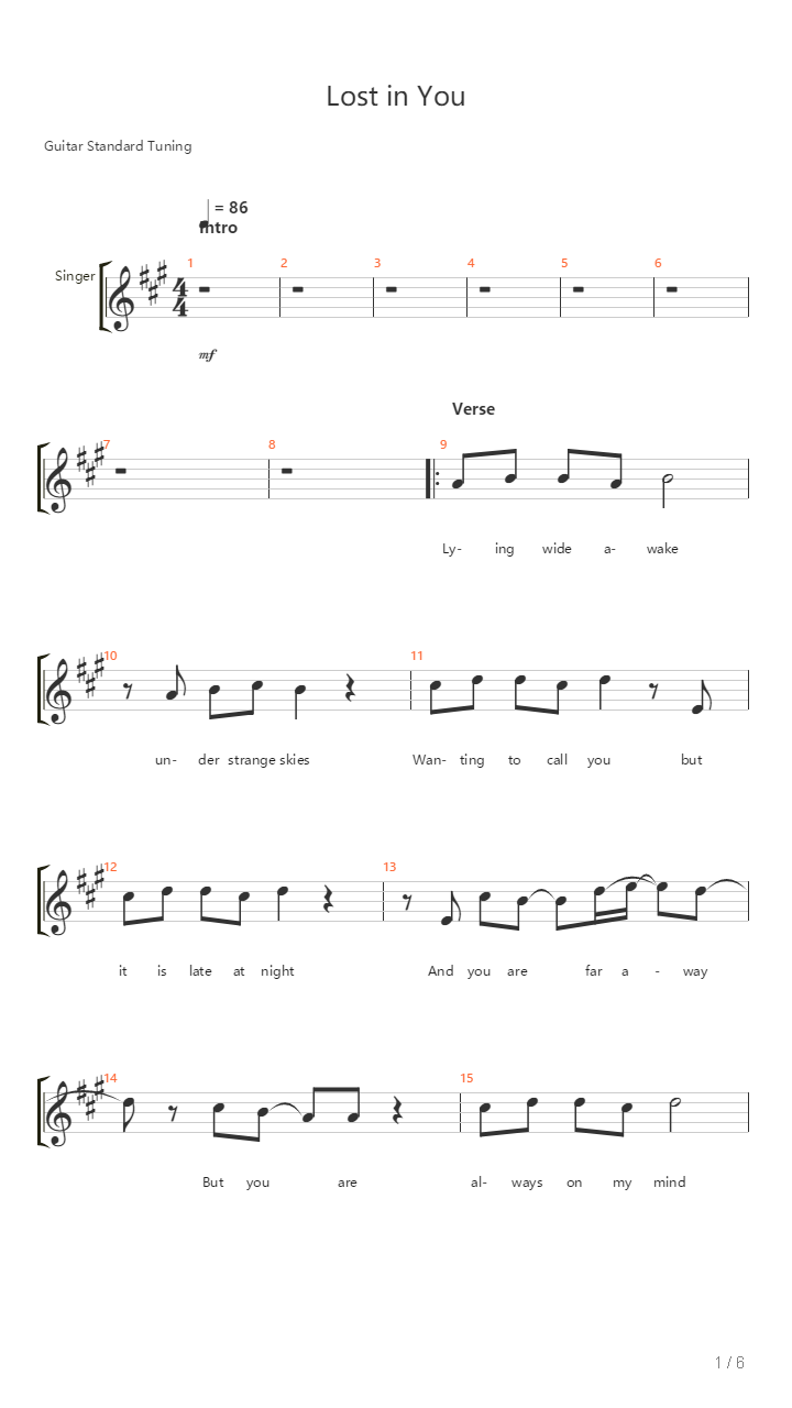 Lost In You吉他谱
