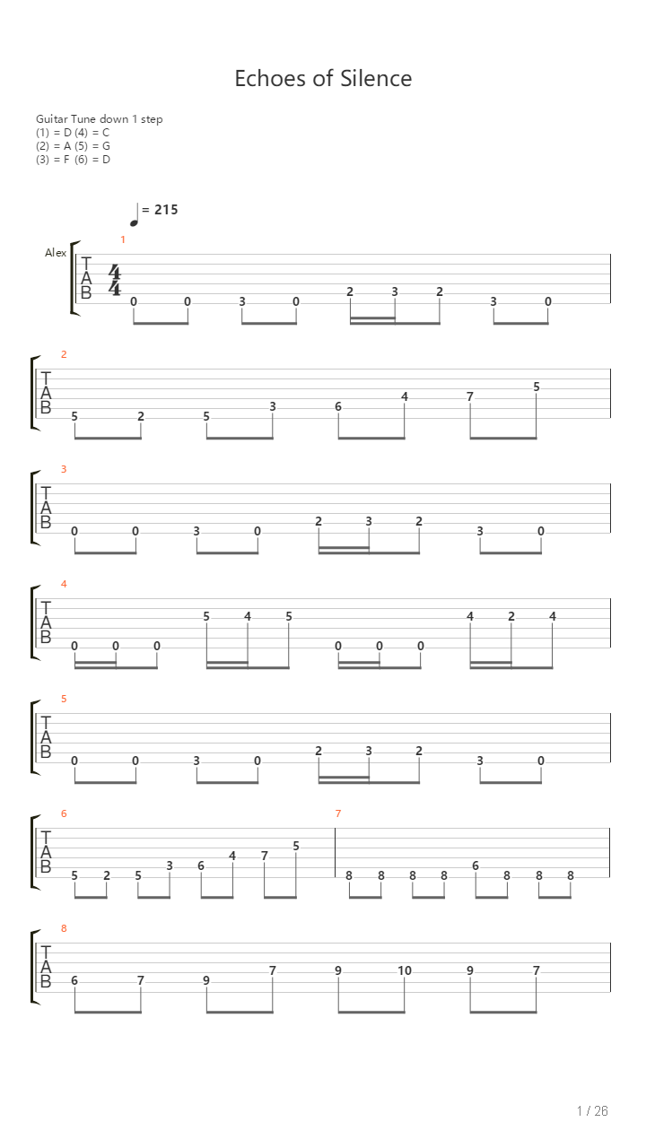 Echoes Of Silence吉他谱