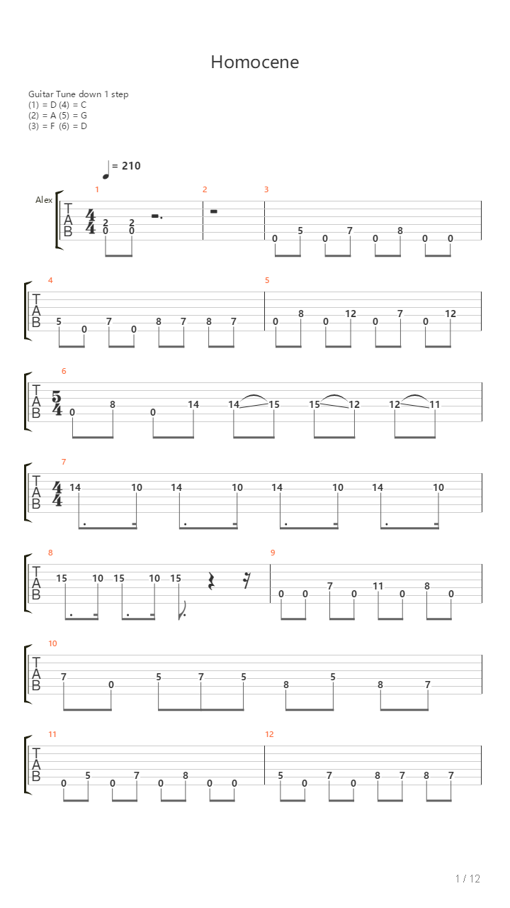 Homocene吉他谱