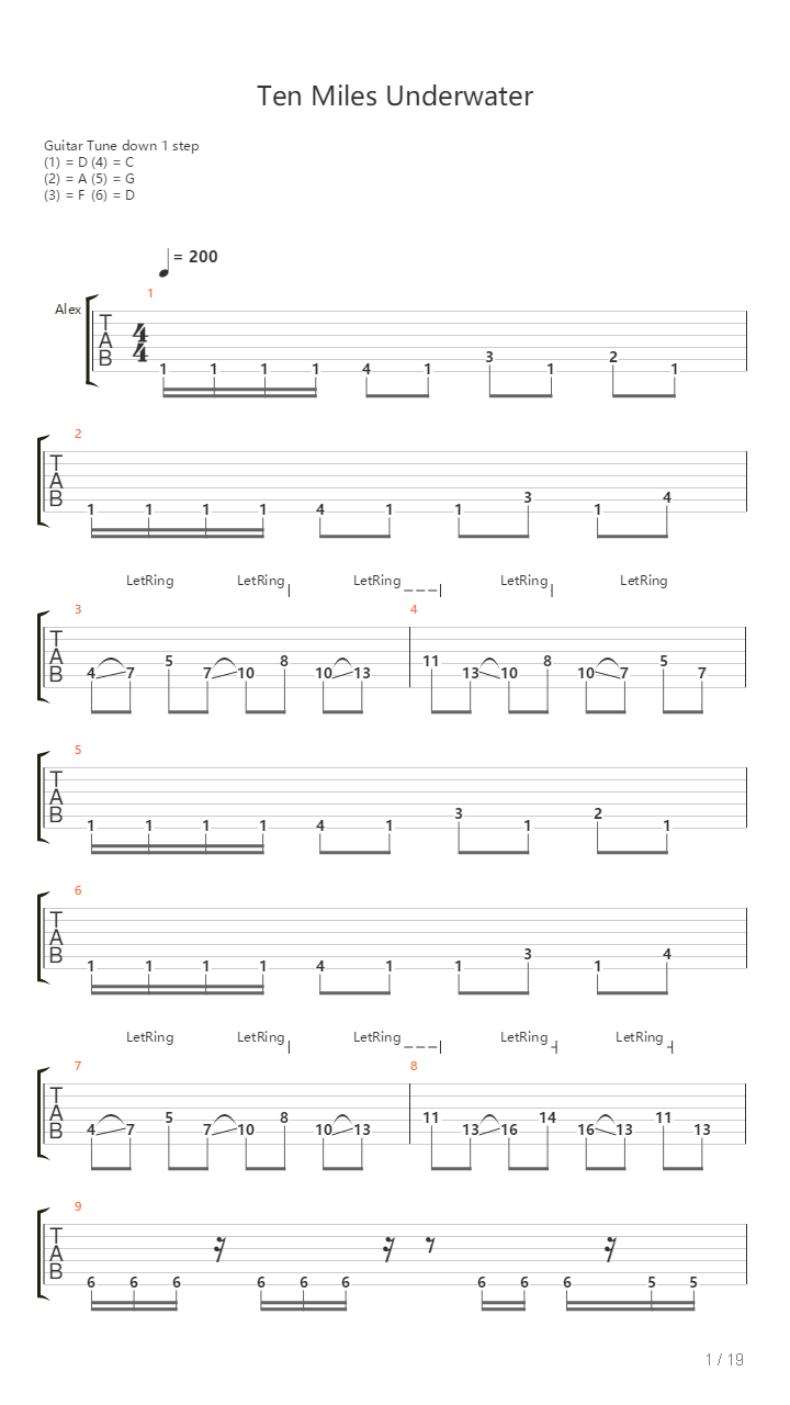 Ten Miles Underwater吉他谱