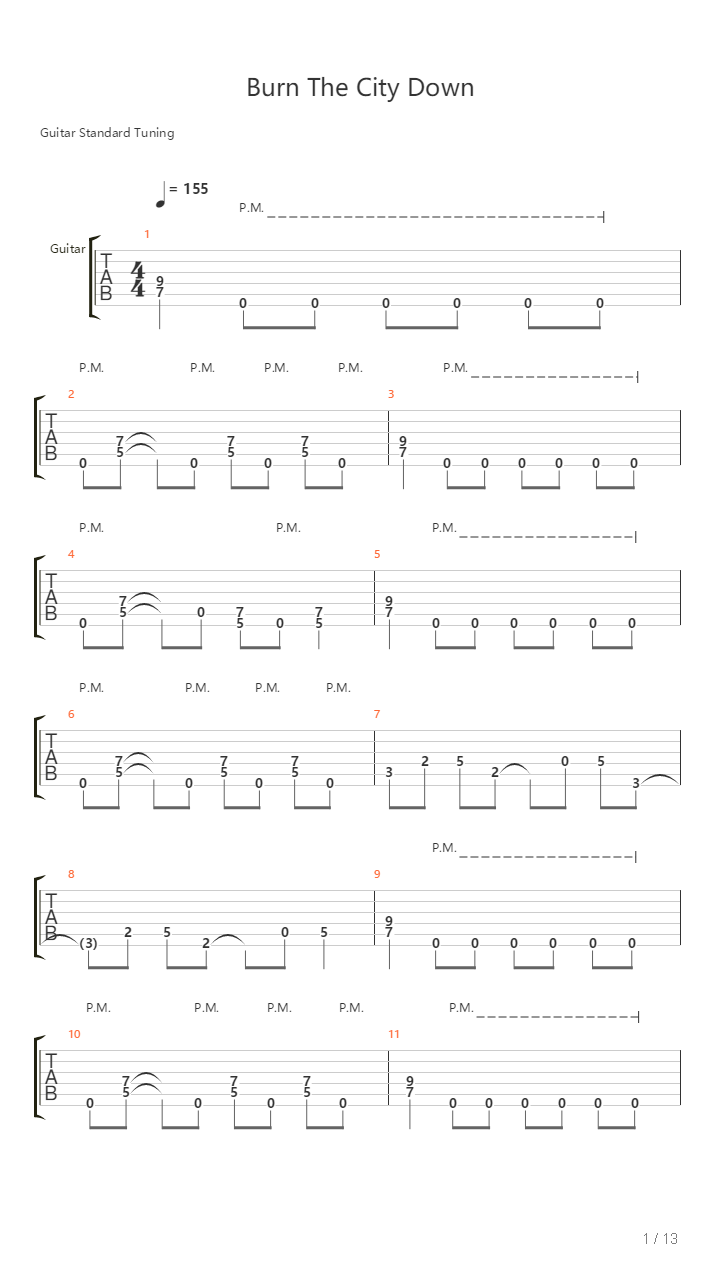 Burn The City Down吉他谱