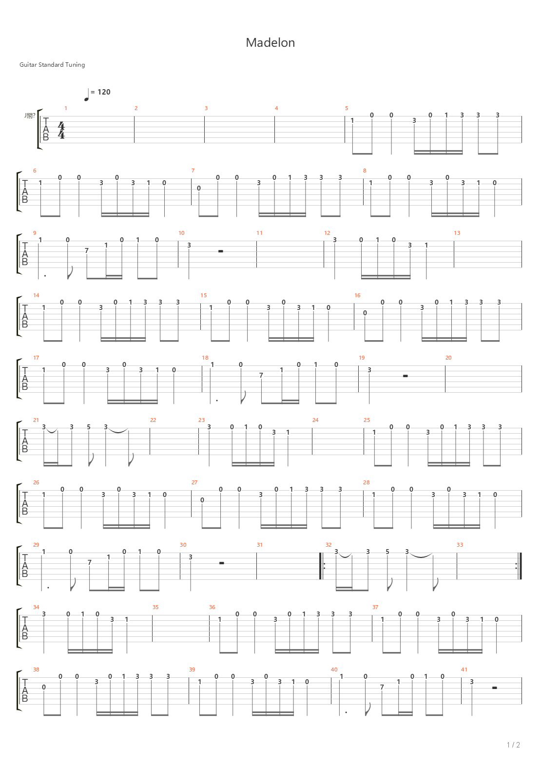 Madelon吉他谱