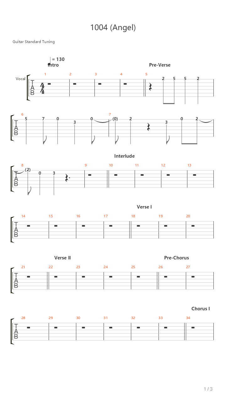 1004 Angel吉他谱