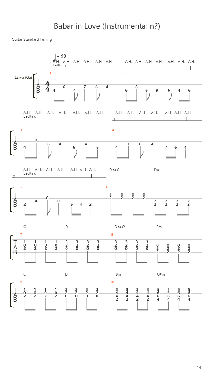 Babar In Love吉他谱
