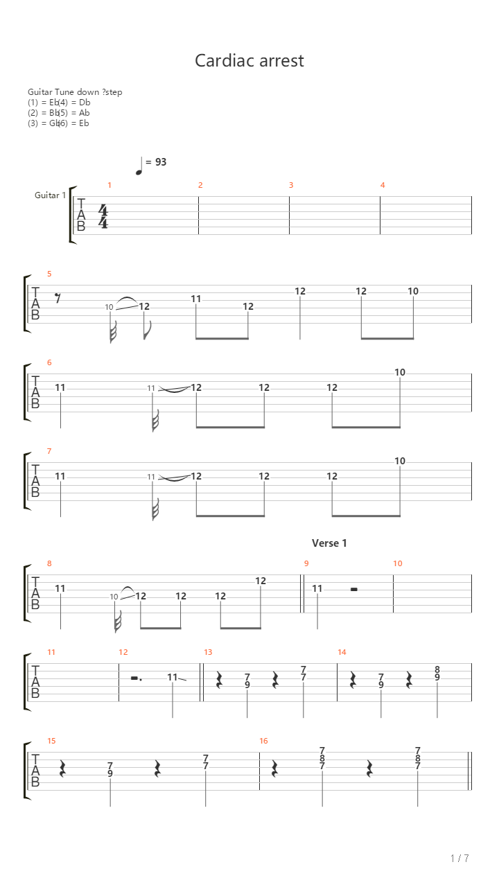 Cardiac Arrest吉他谱