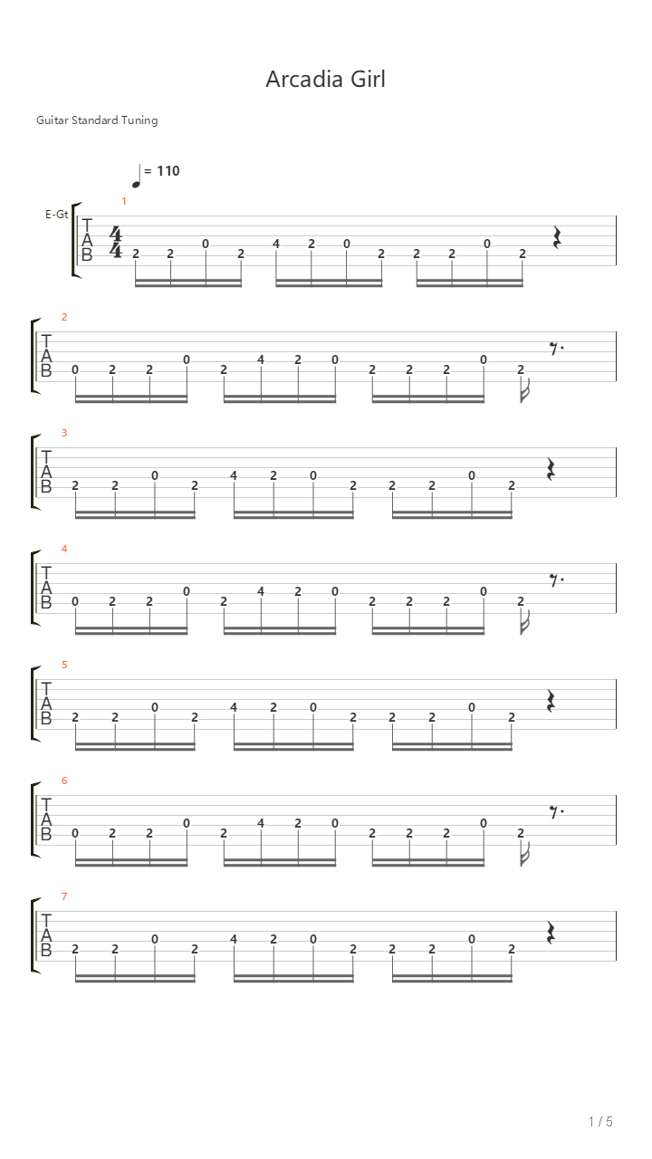 Arcadia Girl吉他谱