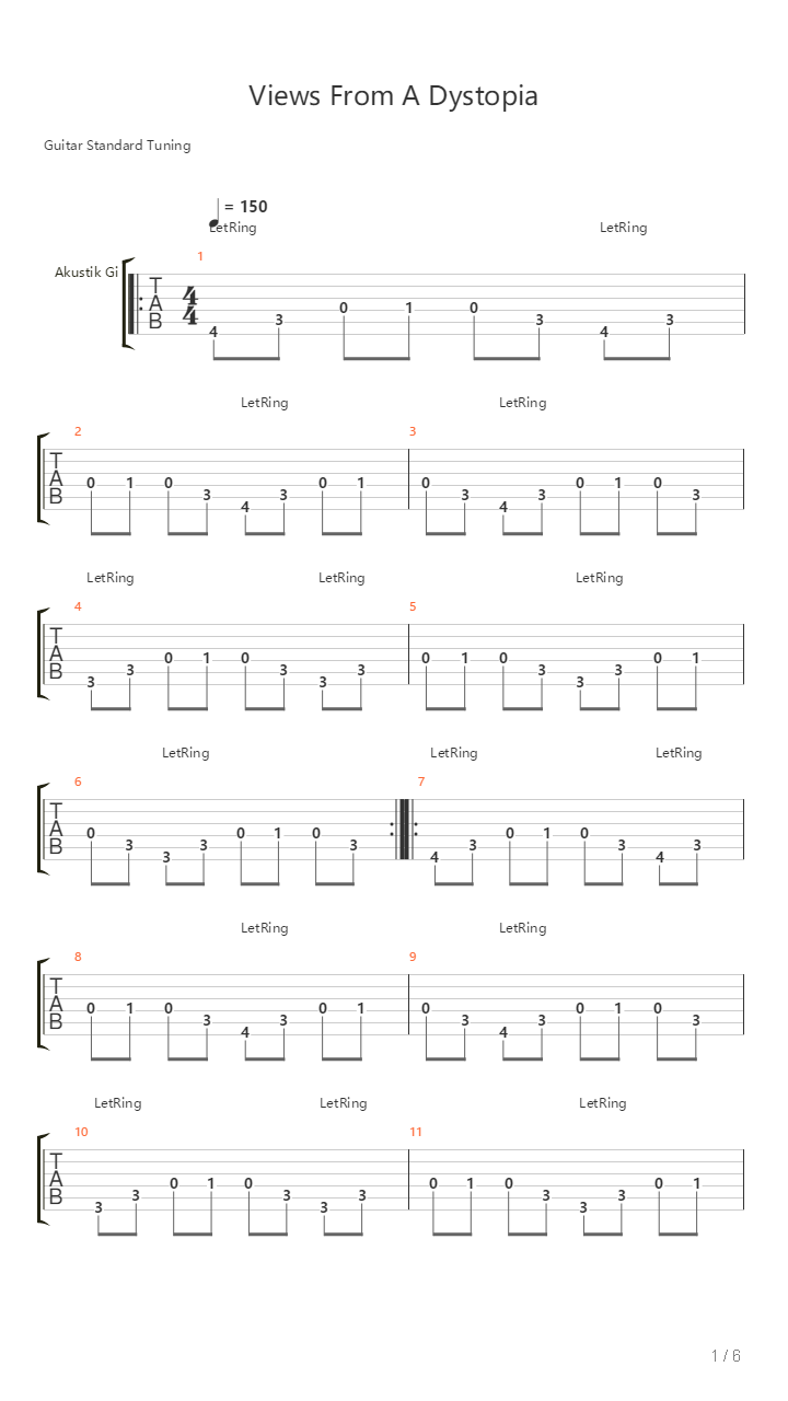 Views From A Dystopia吉他谱