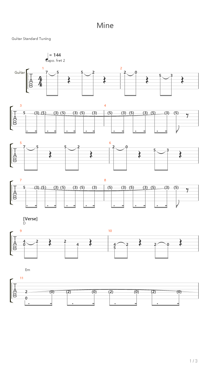 Mine吉他谱