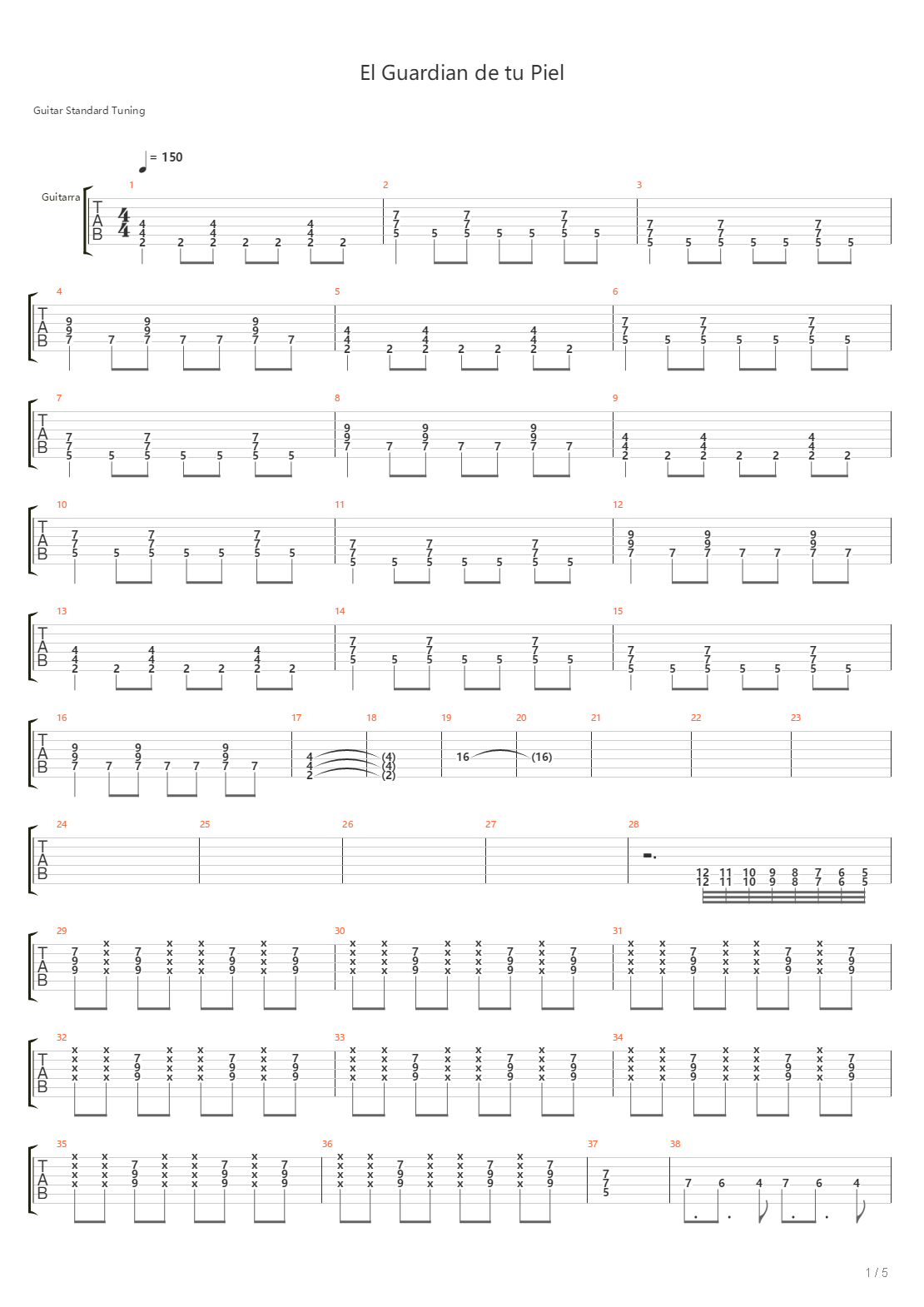 El Guardian De Tu Piel吉他谱