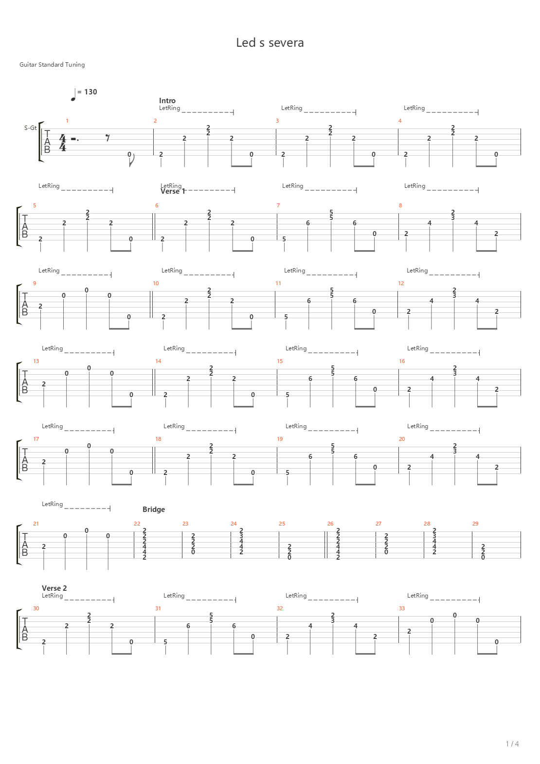 Led S Severa吉他谱