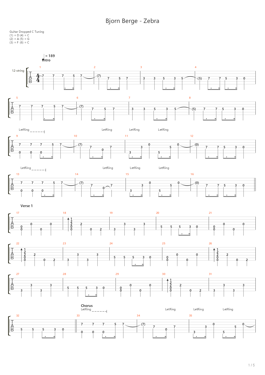 Zebra吉他谱