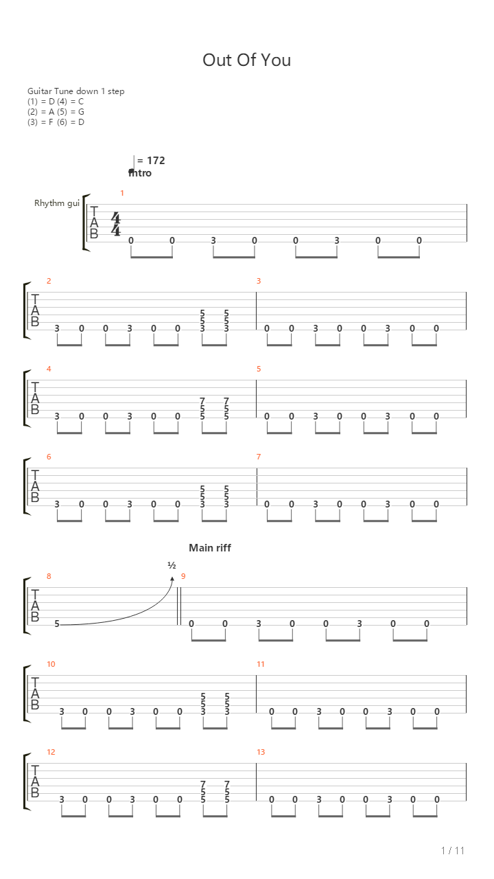 Out Of You吉他谱