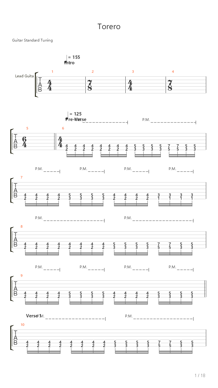 Torero吉他谱