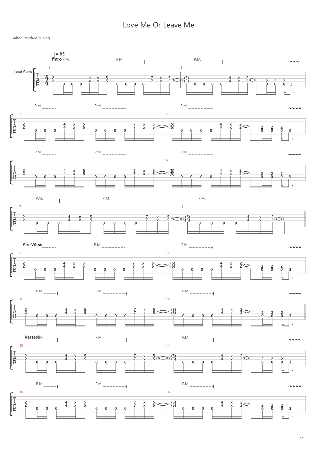 Love Or Leave Me吉他谱