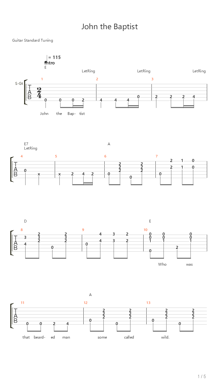 John The Baptist吉他谱