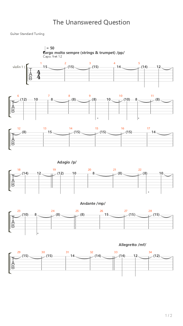 The Unanswered Question吉他谱