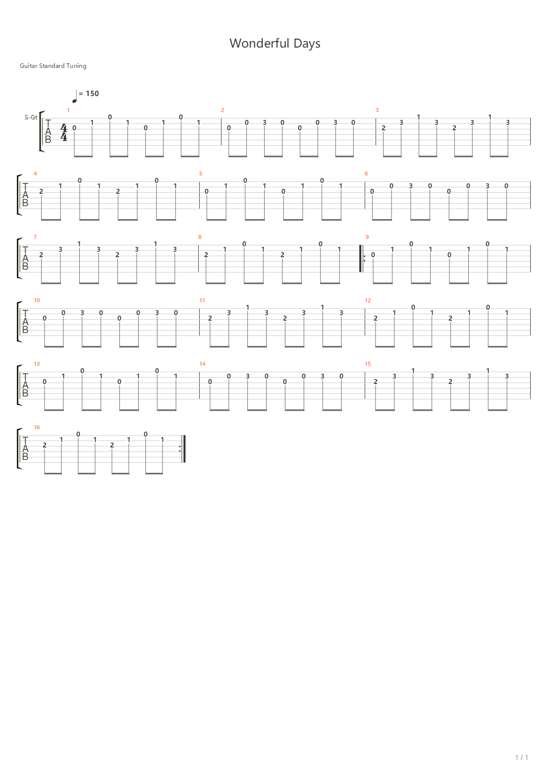Wonderful Days吉他谱
