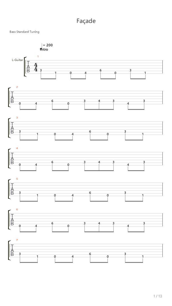 Facade吉他谱