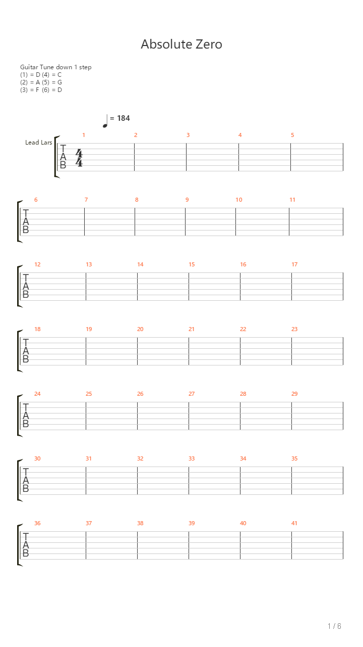 Absolute Zero吉他谱