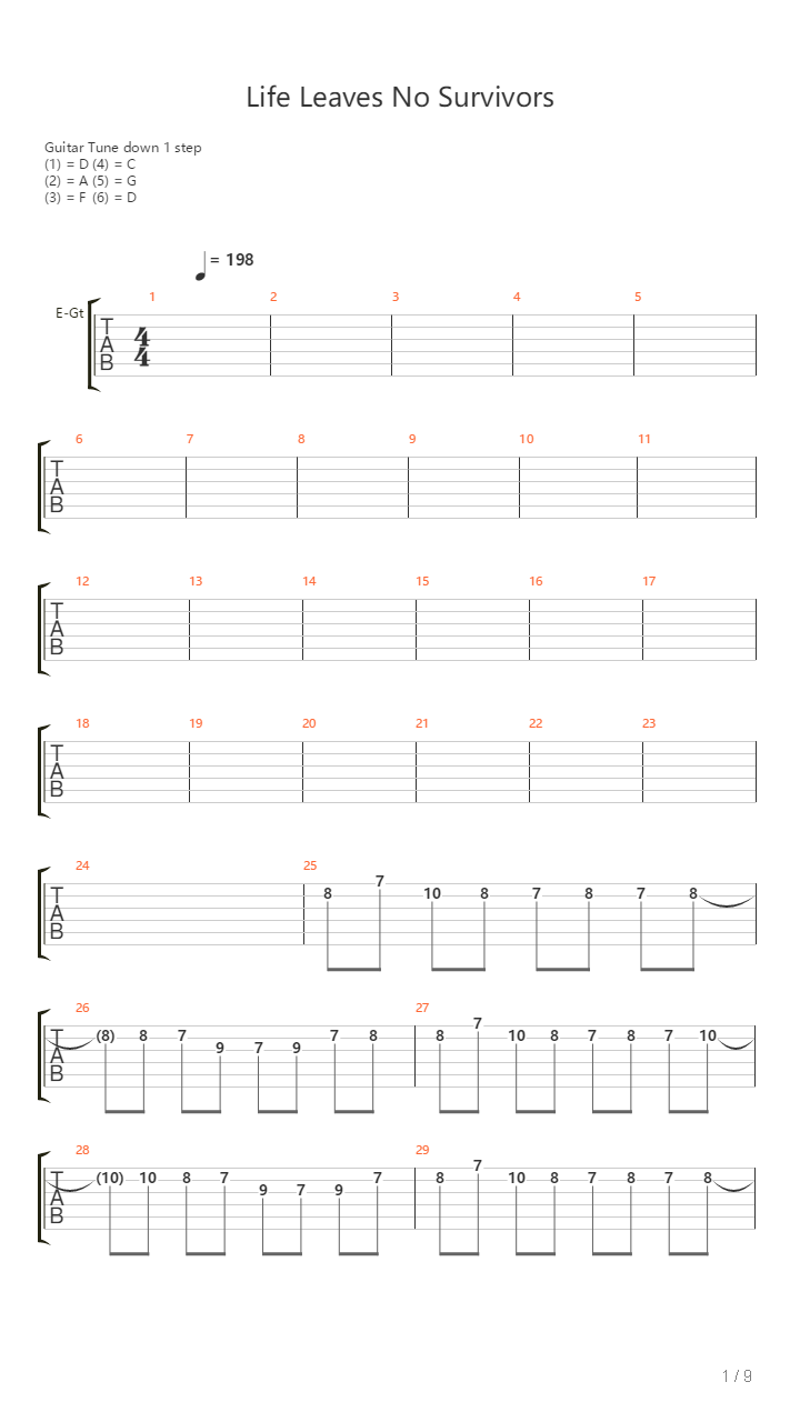 Life Leaves No Survivors吉他谱