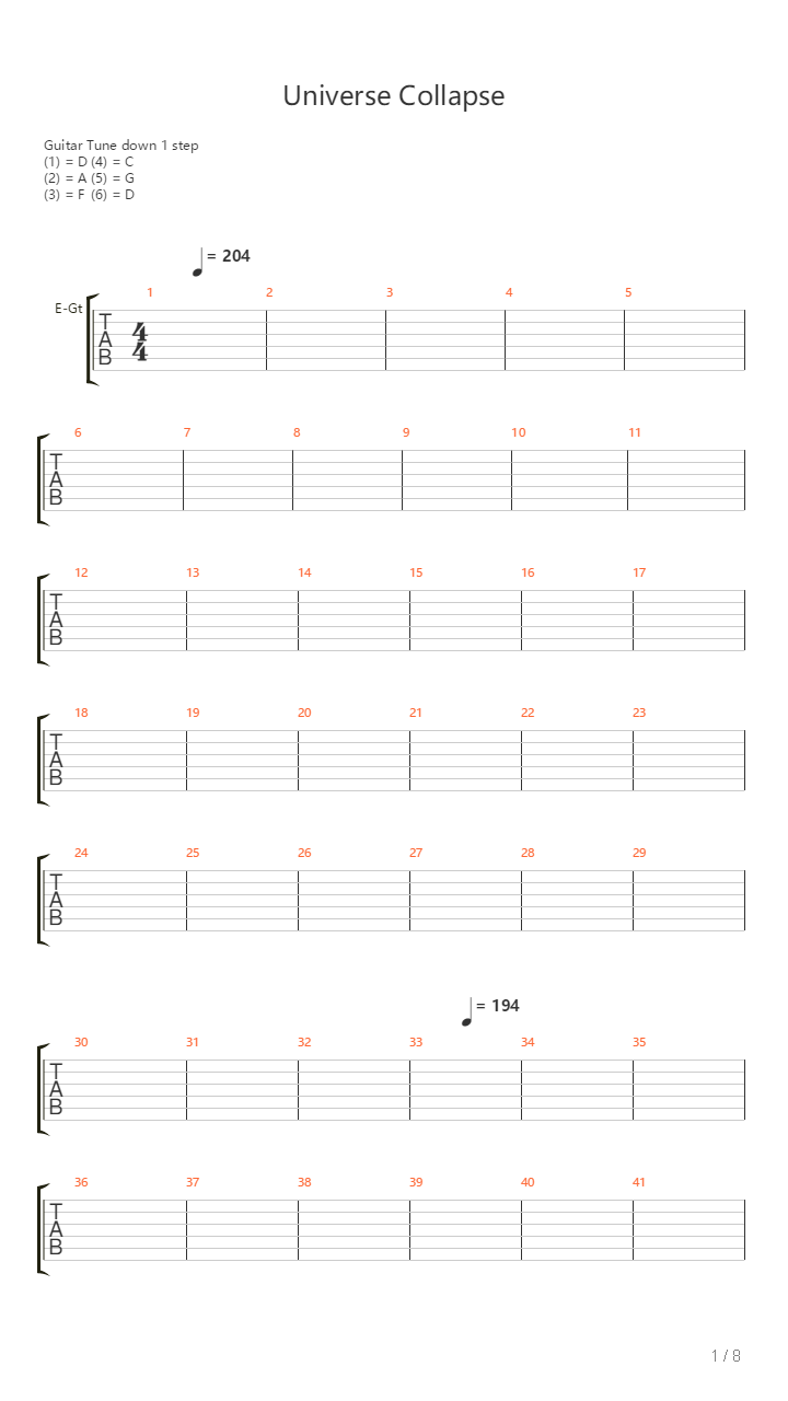 Universe Collapse吉他谱