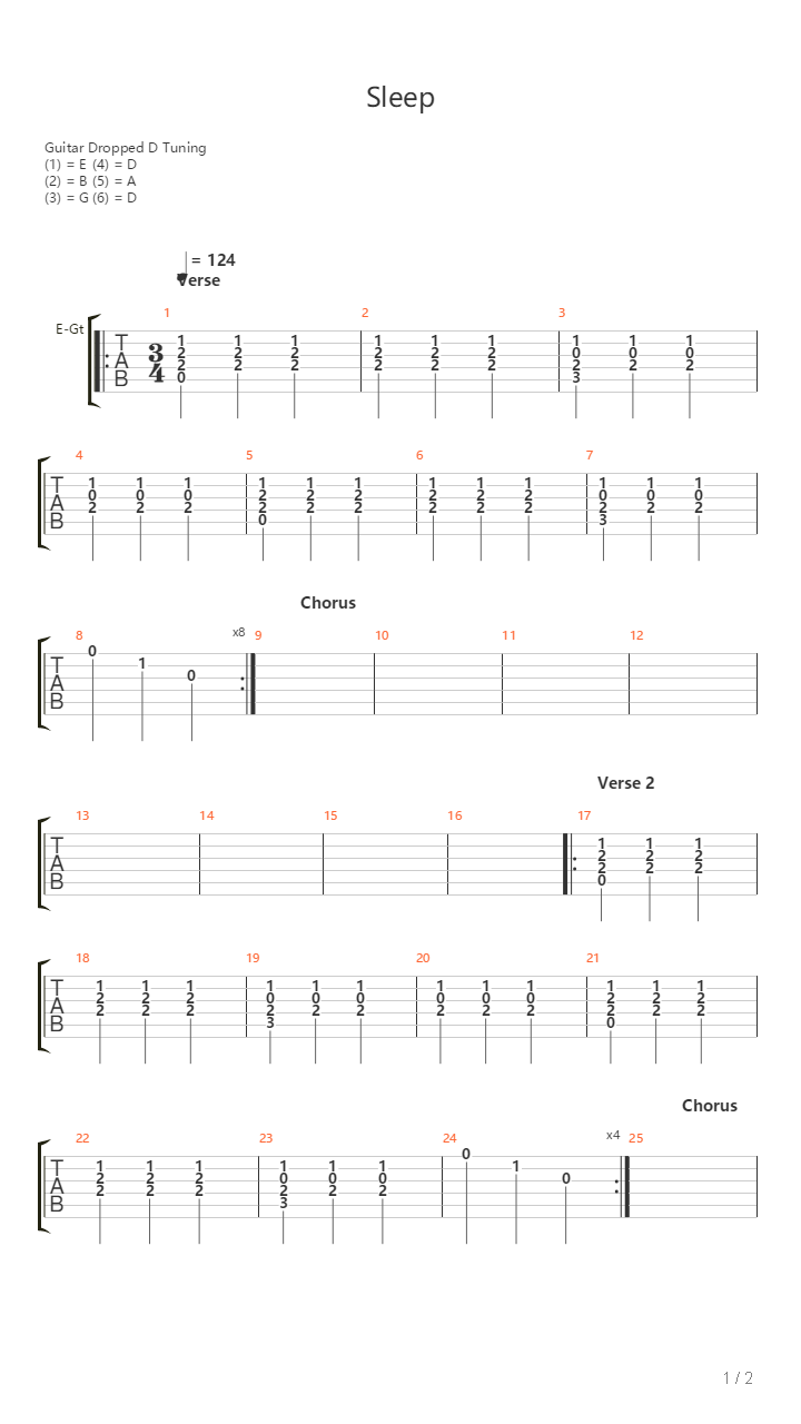 Sleep吉他谱