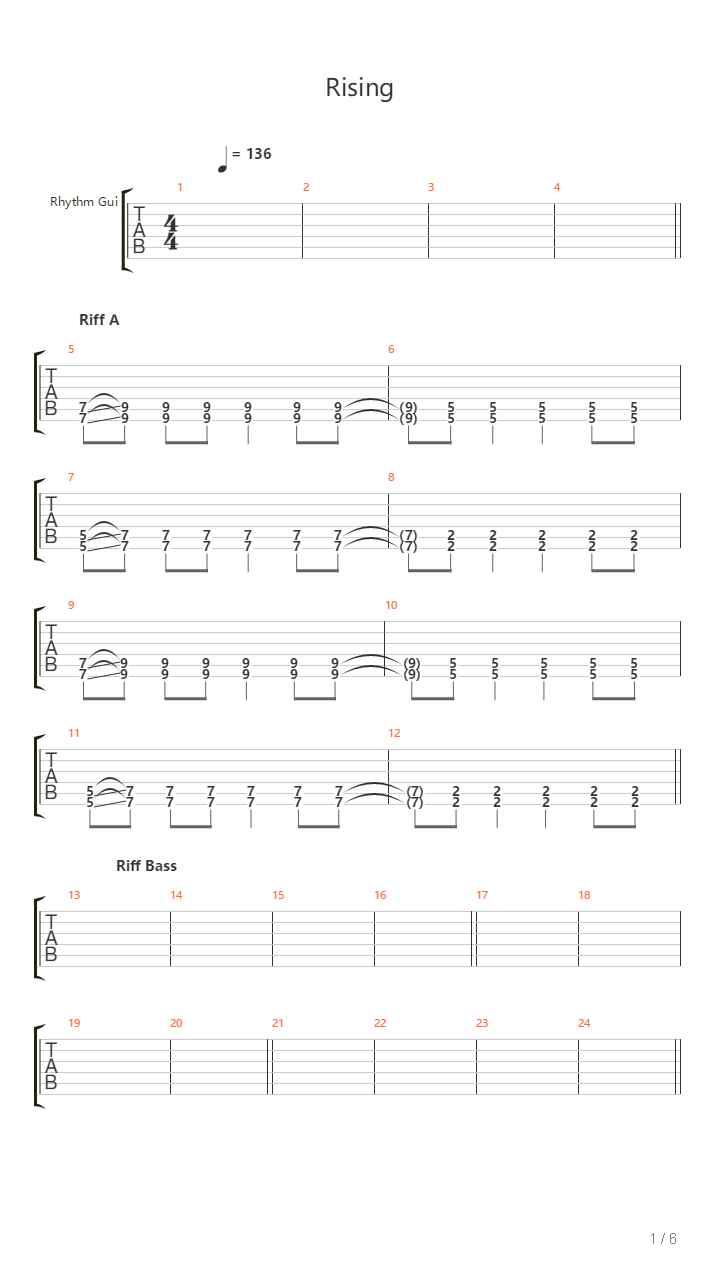 Rising吉他谱