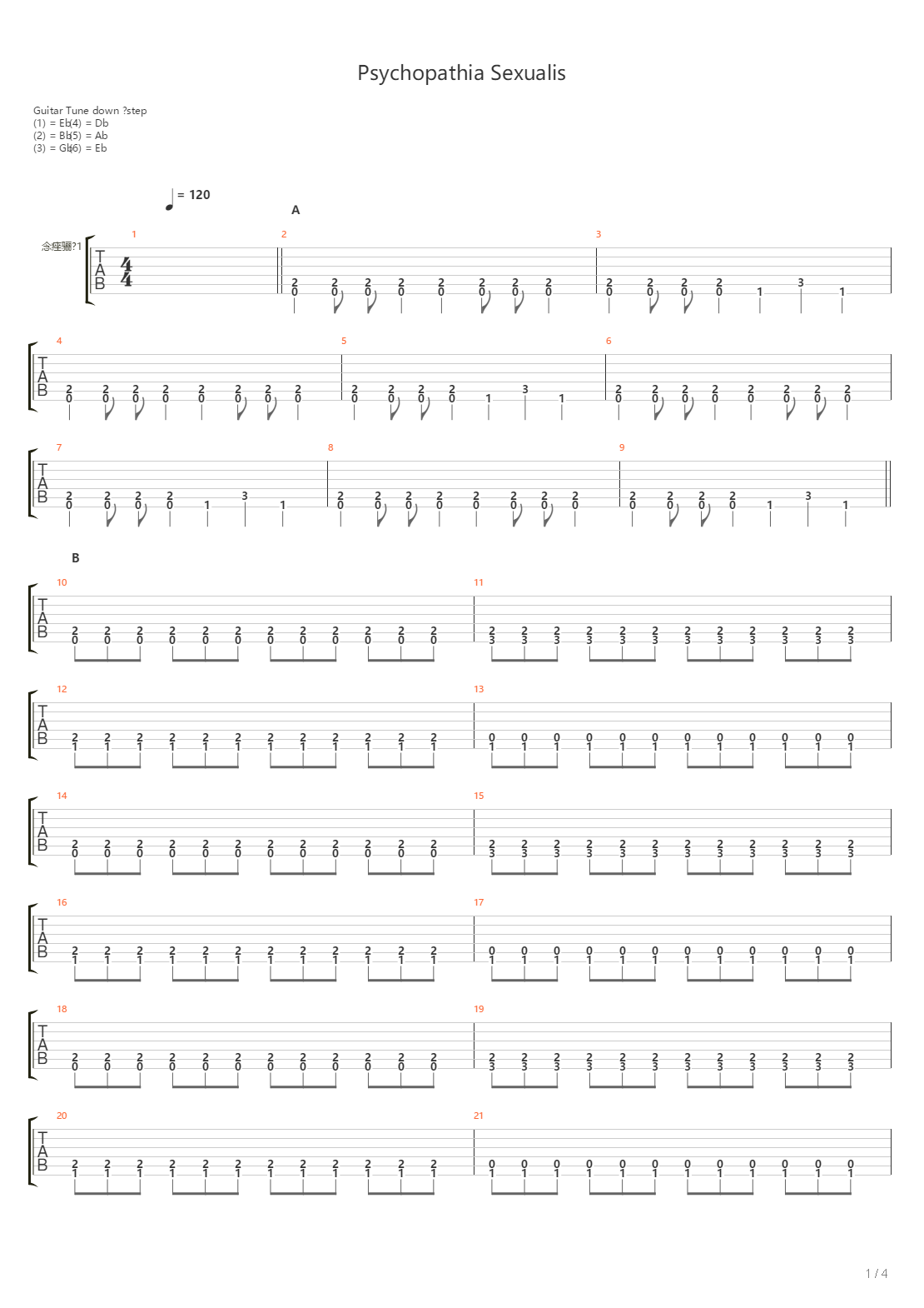 Psychopathia Sexualis吉他谱