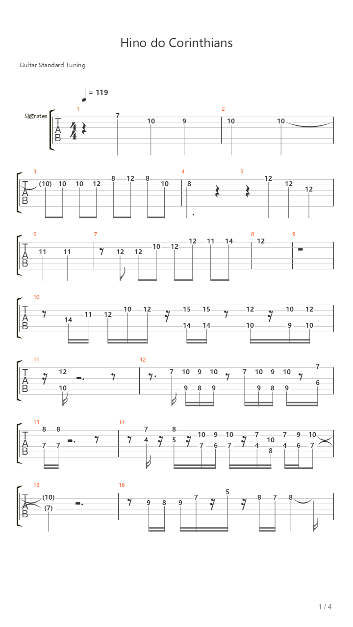 Hino Do Corinthians吉他谱