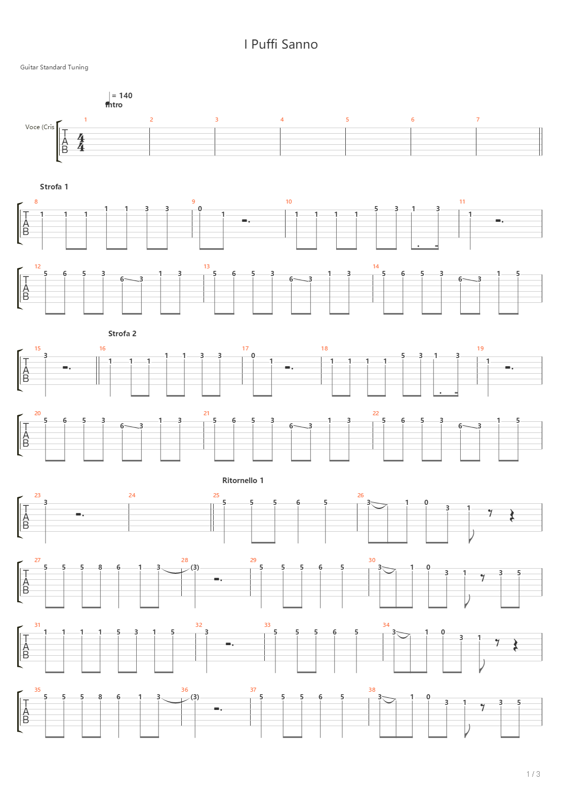 I Puffi Sanno吉他谱