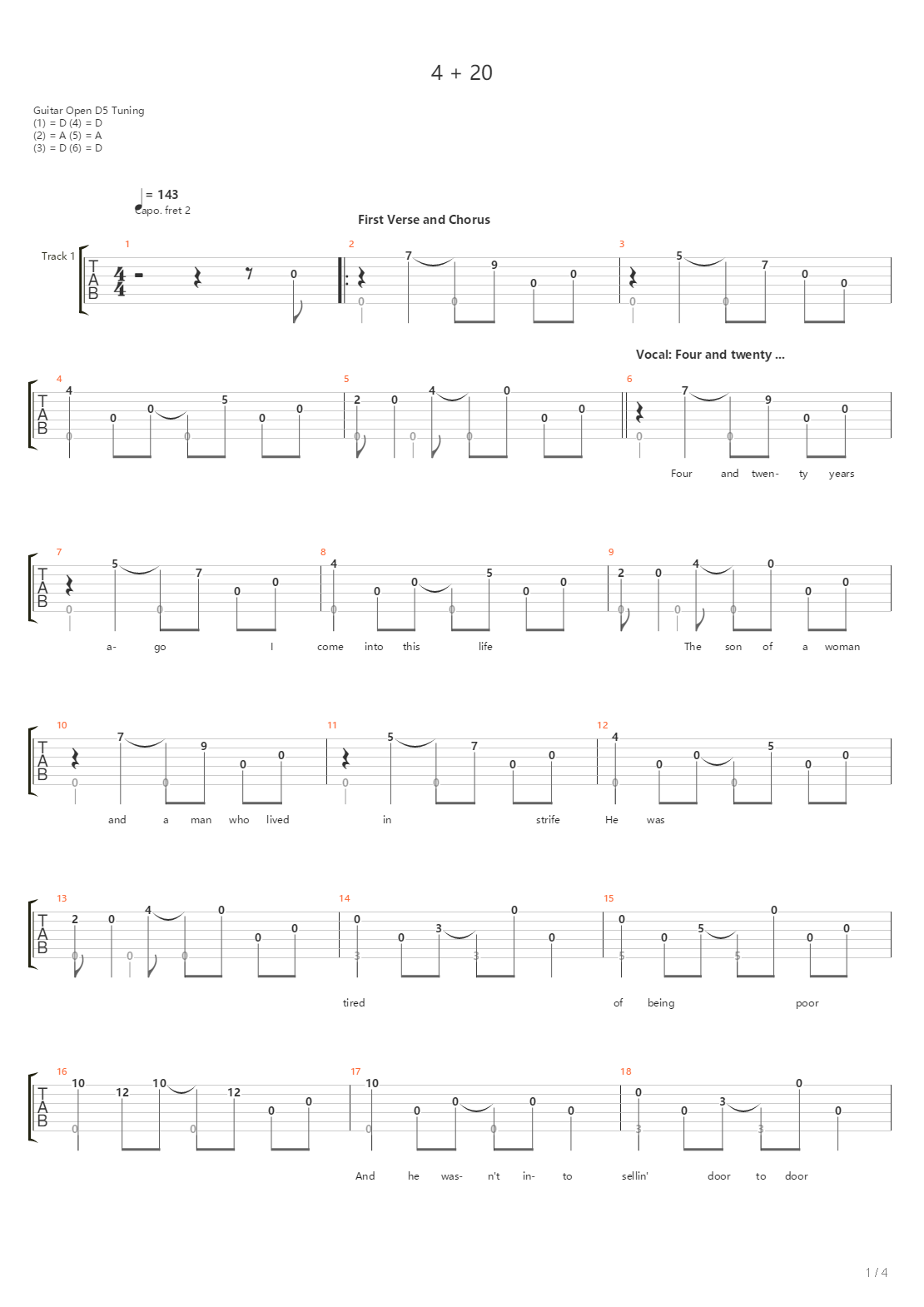 4 Plus 20吉他谱