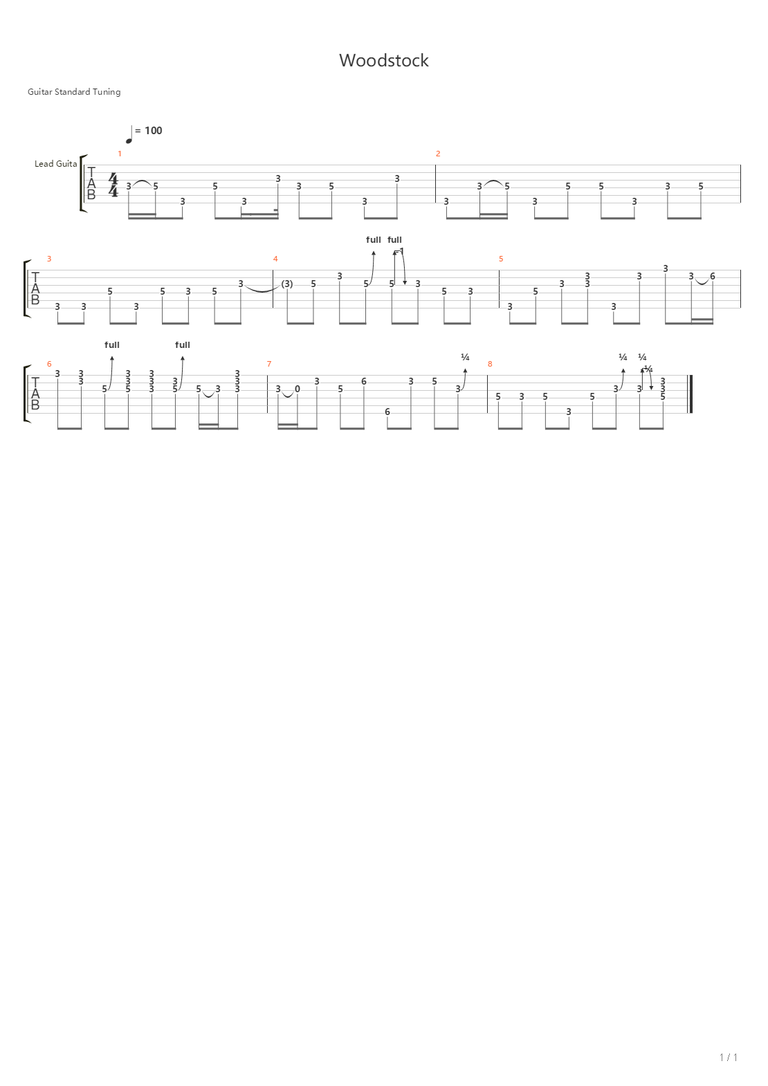 Woodstock吉他谱