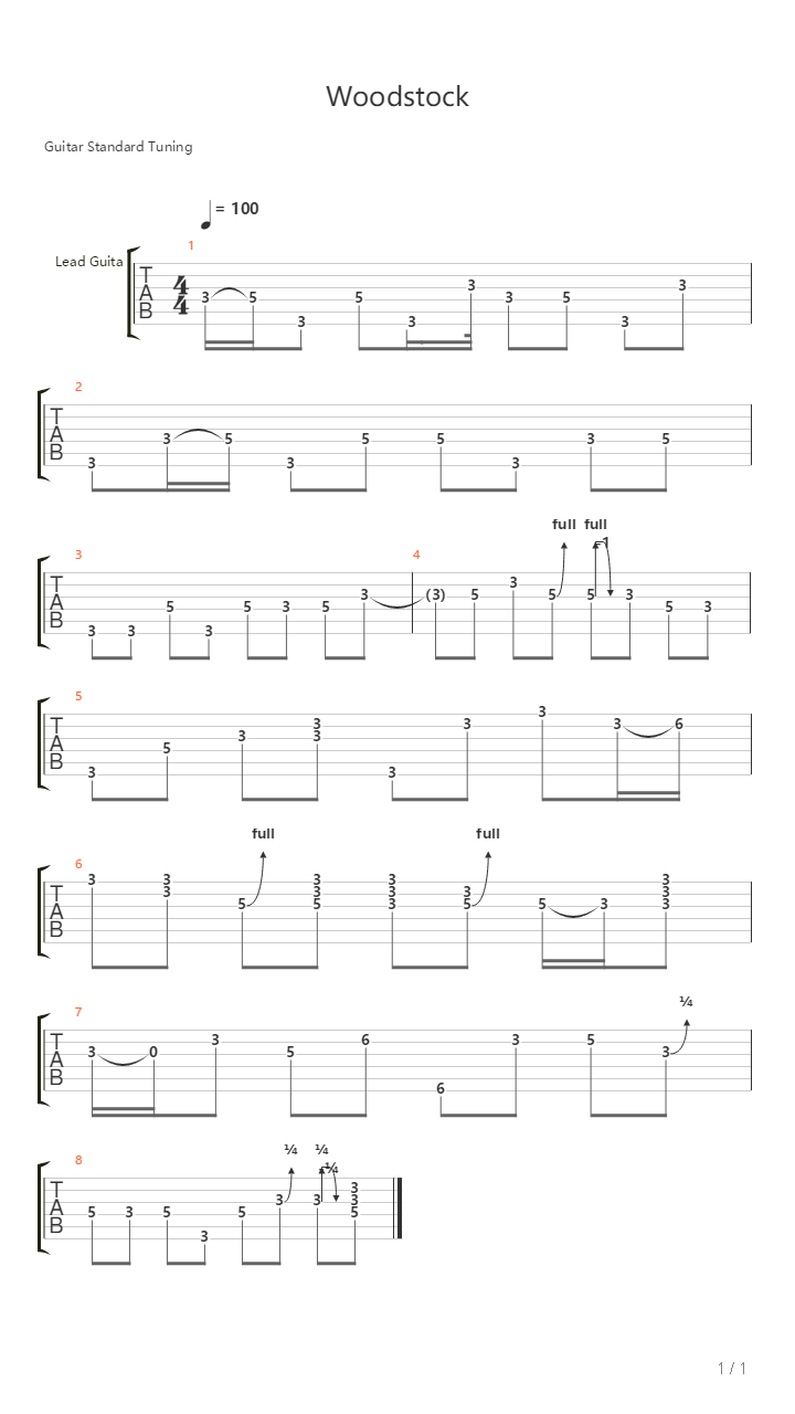 Woodstock吉他谱