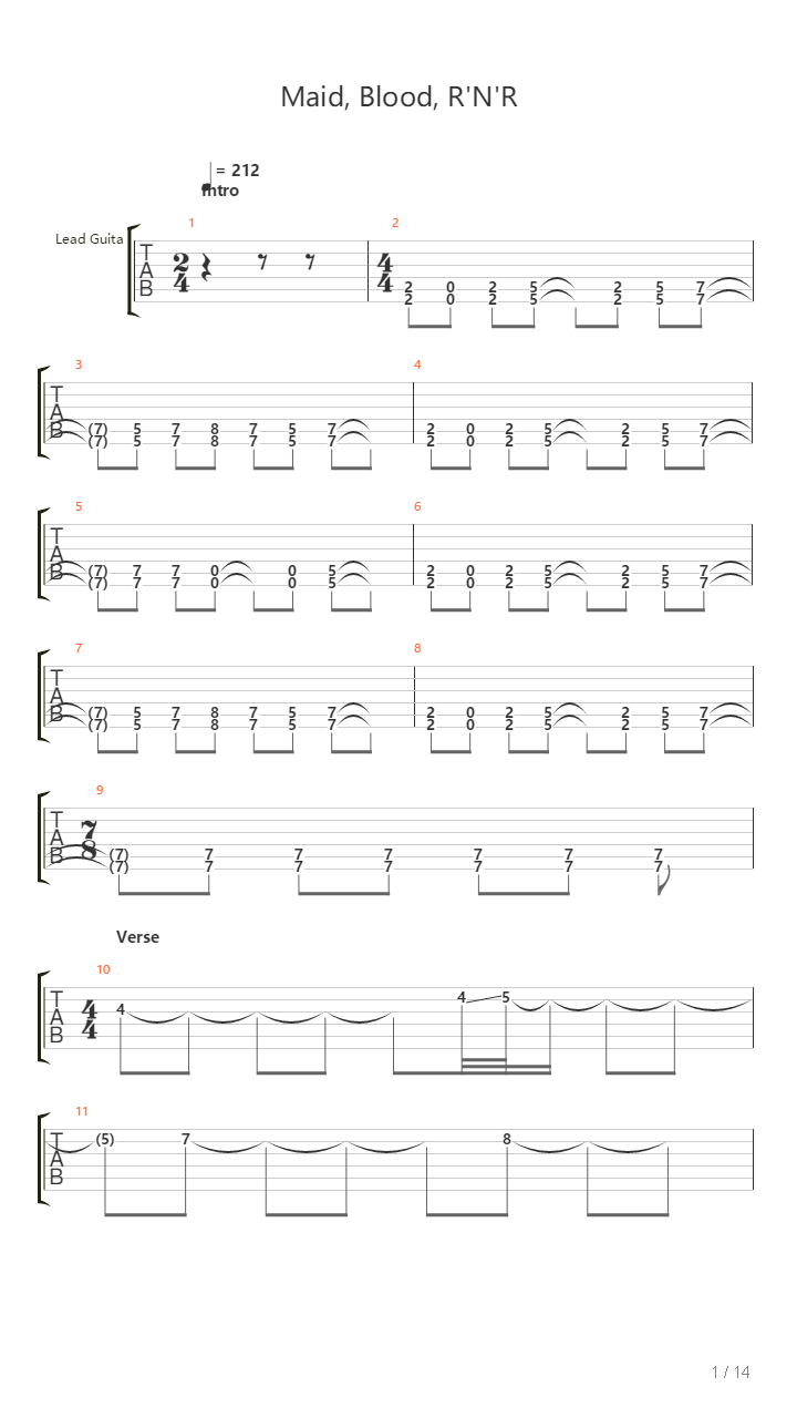 Maid Blood Rnr吉他谱