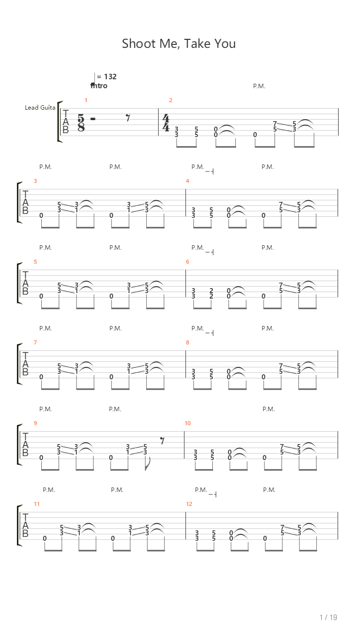 Shoot Me Take You吉他谱