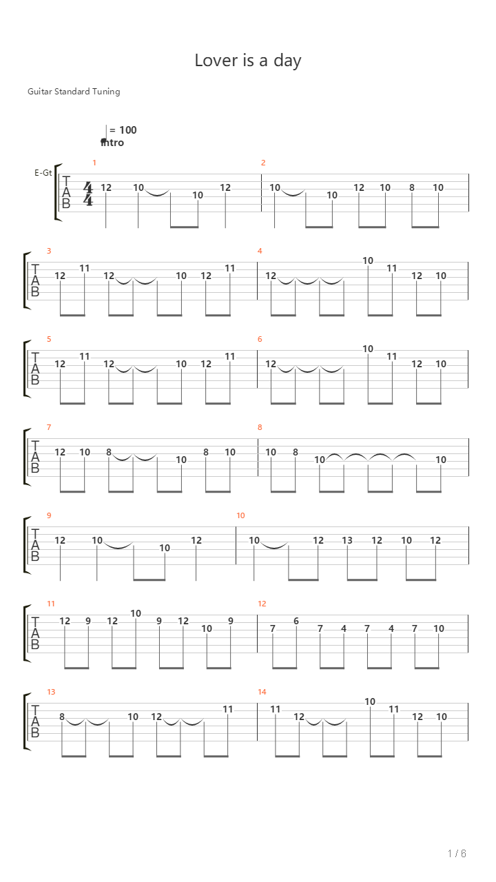 Lover Is A Day吉他谱