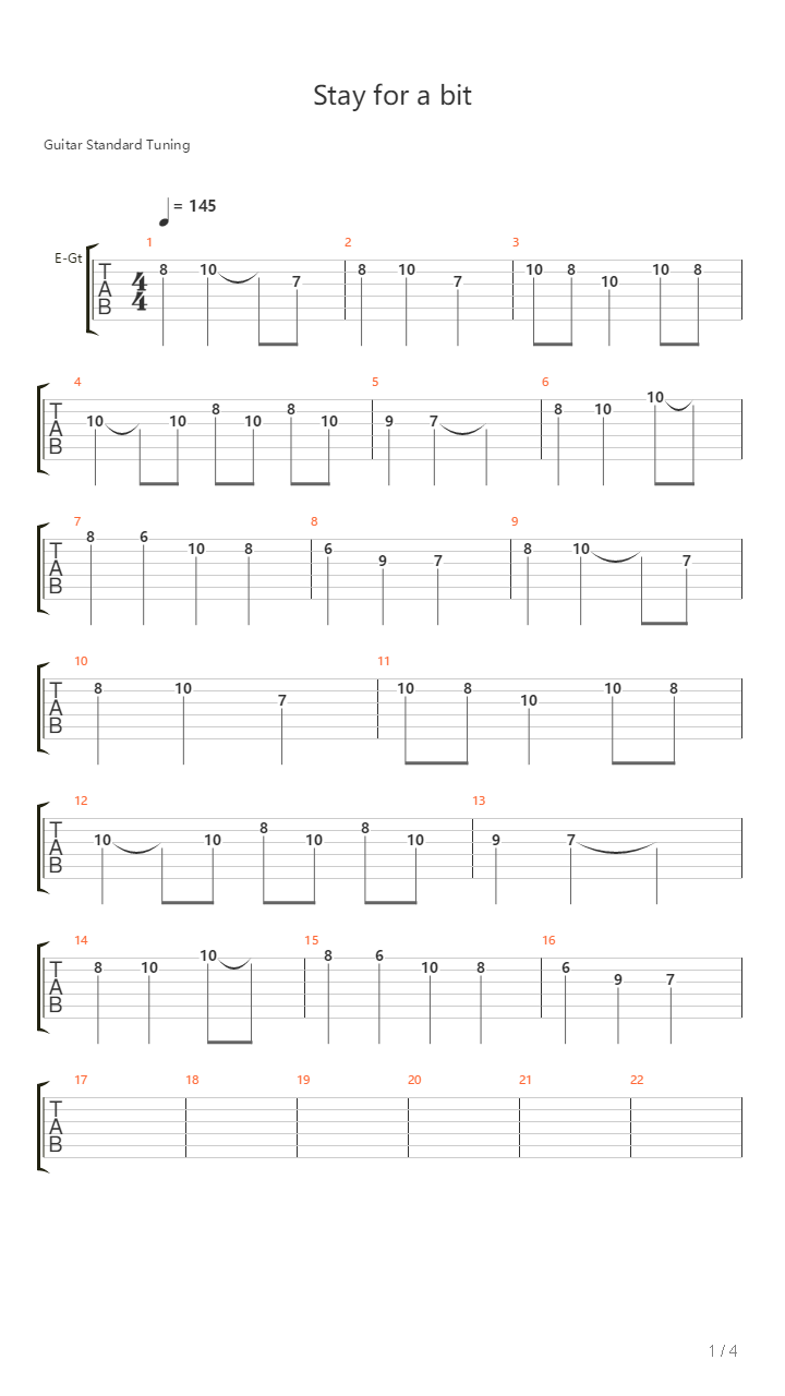 Stay For A Bit吉他谱